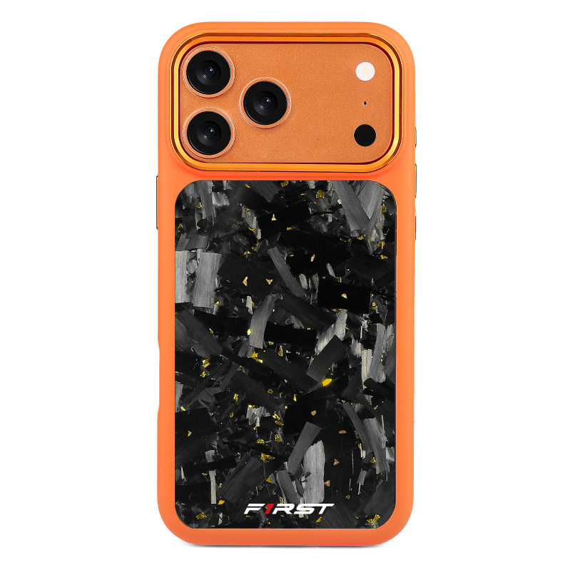 Forged Carbon Gold Flakes – Orange iPhone Case