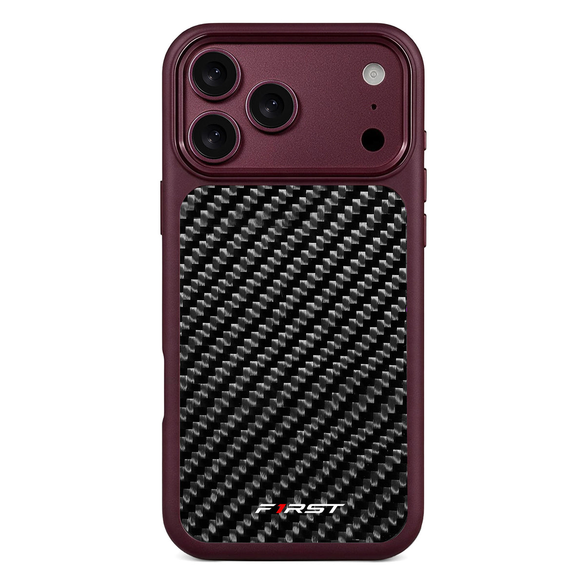 Woven Carbon Black – Burgundy Red iPhone Case